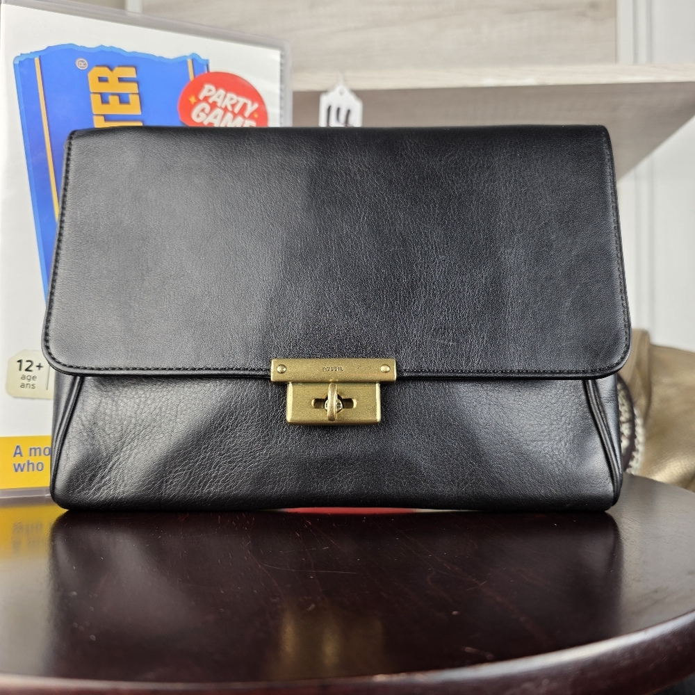 FOSSIL Black Genuine Leather Memoir Diary Clutch SL4317 - Picture 12 of 12
